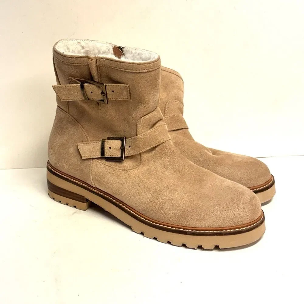 Fur Lined Chunky Boots Women's 10 Hey Girl by Corkys Faux Suede Zipper Booties